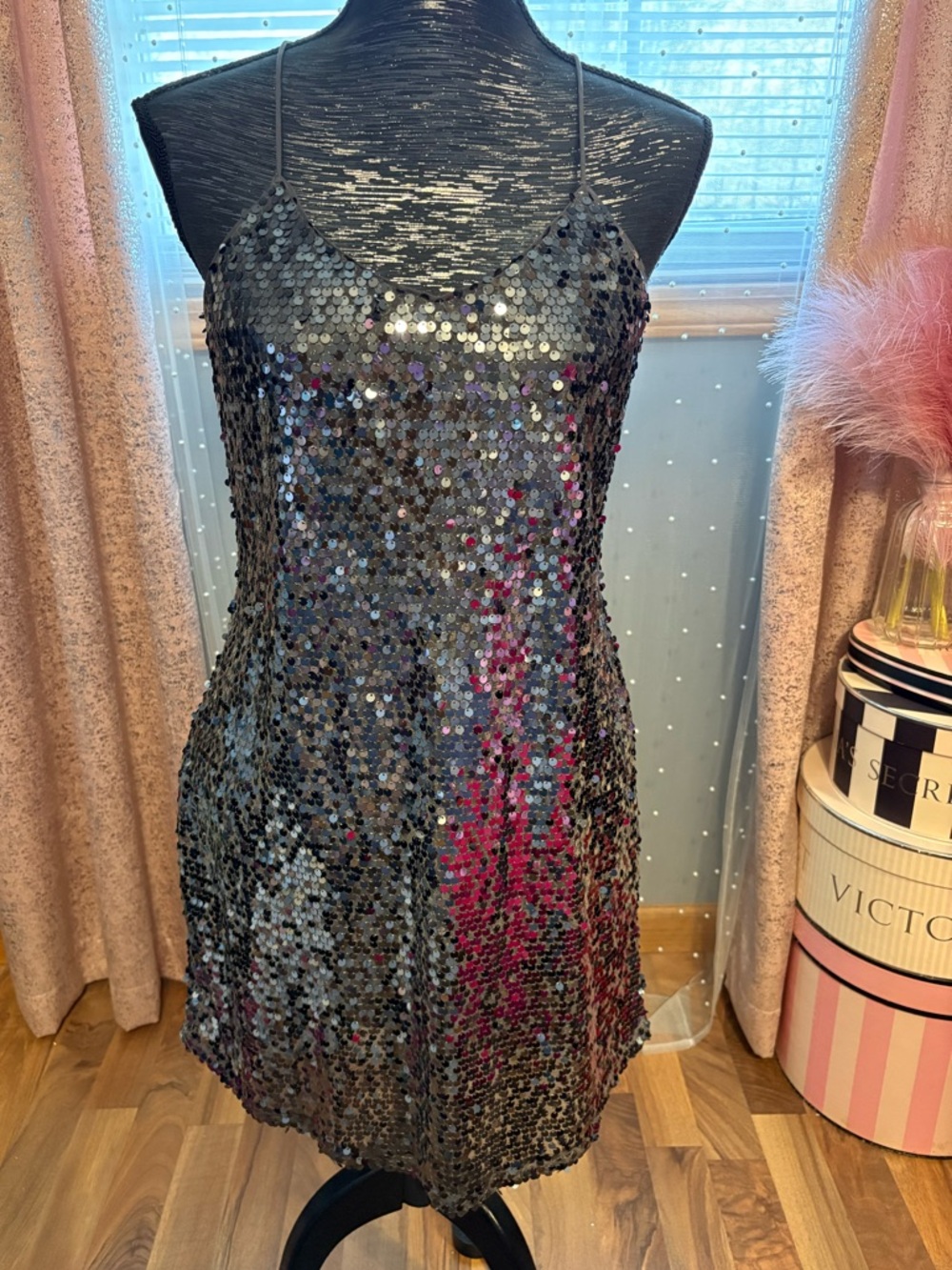 Express Black Sequin Party Dress